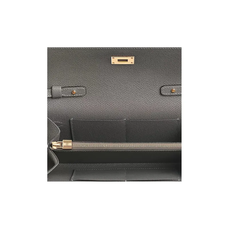 HERMES Kelly To Go Epsom Leather Wallets Shoulder Bag Crossbody Bag Regular Women's 0L Grismeyer Cumulonimbus Gray-3