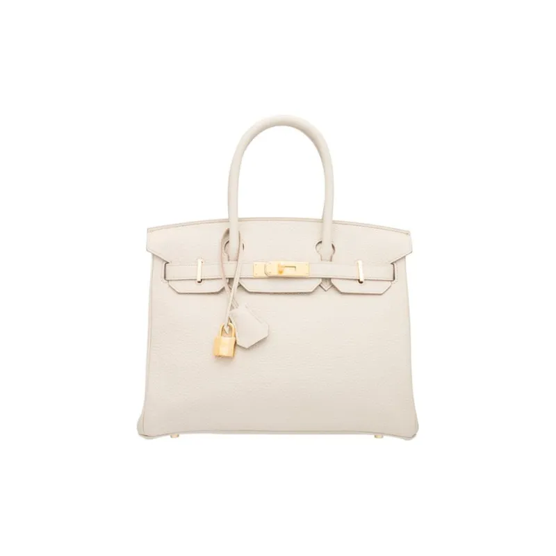 HERMES Birkin TC Leather Cow Leather Birkin Bag Handbags Women's 8L Beton Glacier White-0
