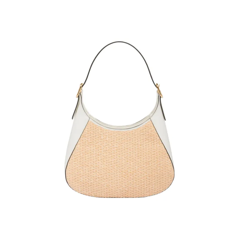 PRADA Straw Woven Fabric With Leather Handbag, Shoulder Bag Women's-2