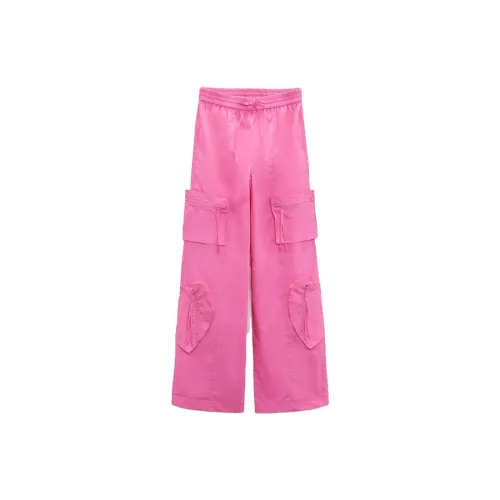 ZARA Cargo Pants Women's Light Pink Red