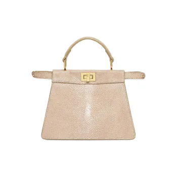 FENDI Peekaboo ISeeU Galuchat Leather Shoulder Bag, Crossbody Bag, Handbag Regular Women's Dove Gray