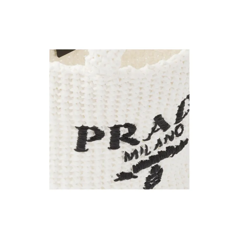PRADA Raffia Handbag Small Size Women's White-5
