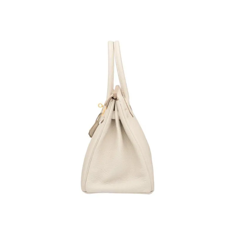 HERMES Birkin TC Leather Cow Leather Birkin Bag Handbags Women's 8L Beton Glacier White-1
