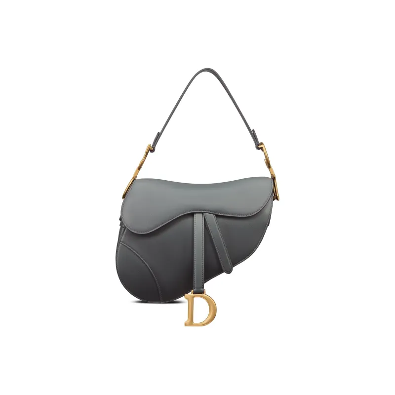 DIOR Saddle Calfskin Saddle Bags Shoulder Bags Handbags Medium Size Women's Graphite Gray-0