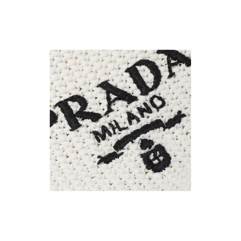 PRADA Raffia Handbag Small Size Women's White-4