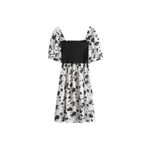 LOKUINTUS Short-Sleeved Dresses Women's Black/White Cropped