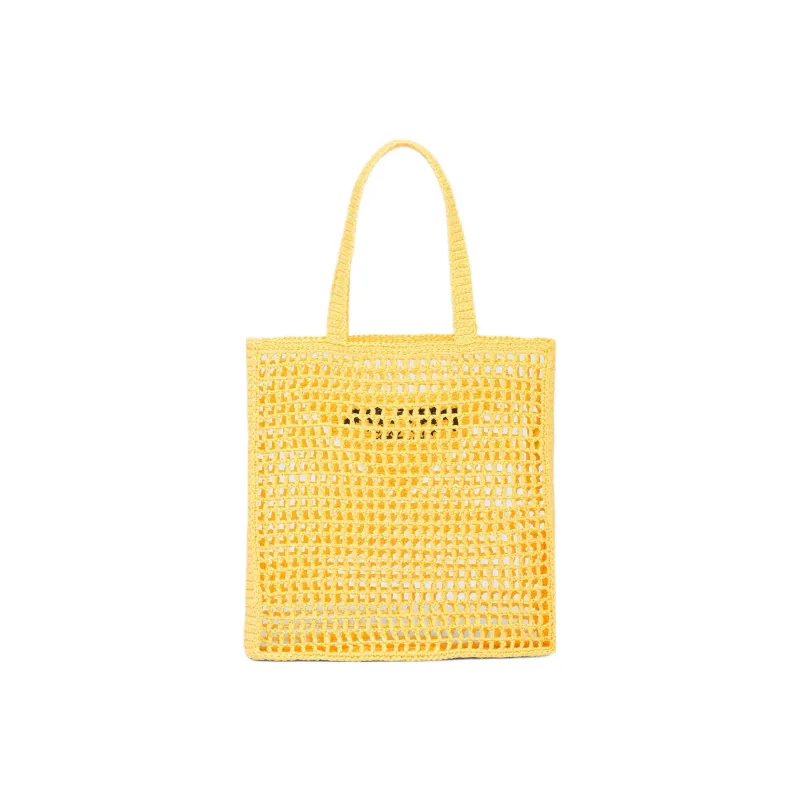 PRADA Raffia Handbag Men's Yellow-2