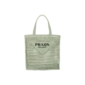 PRADA Raffia Tote Bag Shopping Bag Shoulder Bag Handbag Women's Green