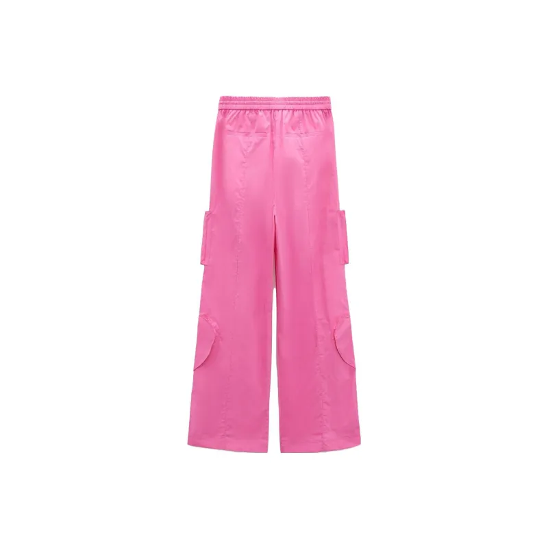 ZARA Cargo Pants Women's Light Pink Red-1