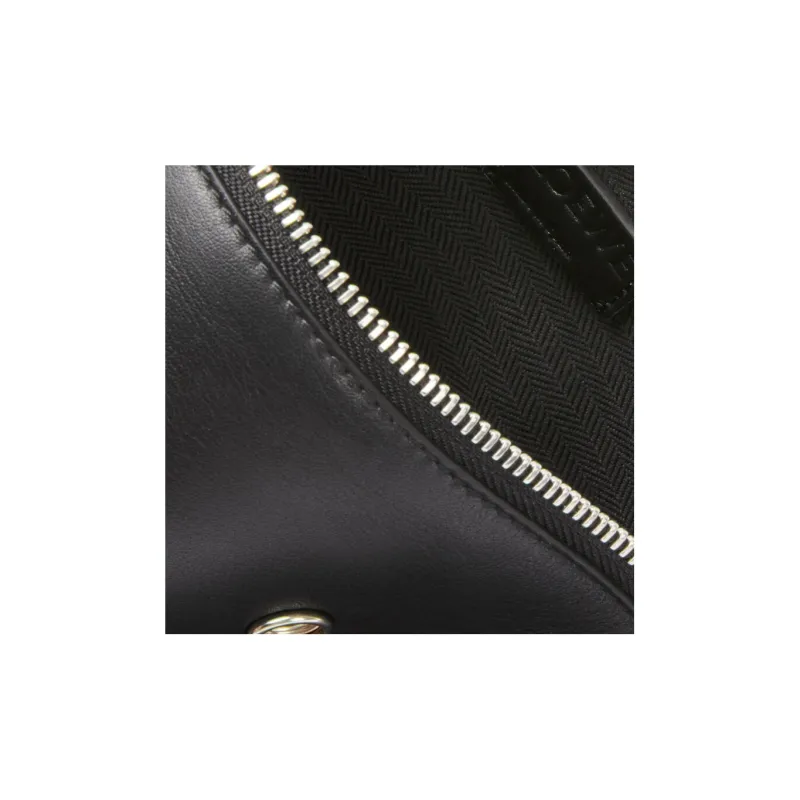 LOEWE Anton Sling Soft Smooth Cow Leather With Jacquard Fabric Sling Bag Men's Black-4
