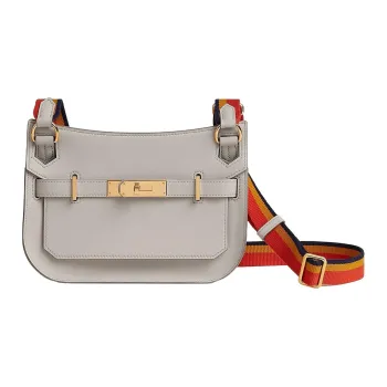 HERMES Jypsiere Swift Calfskin Canvas Shoulder Strap Shoulder Bag Crossbody Bag Mini Women's Concrete Gray/Marine Blue