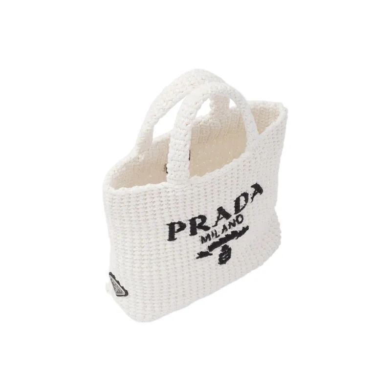 PRADA Raffia Handbag Small Size Women's White-2