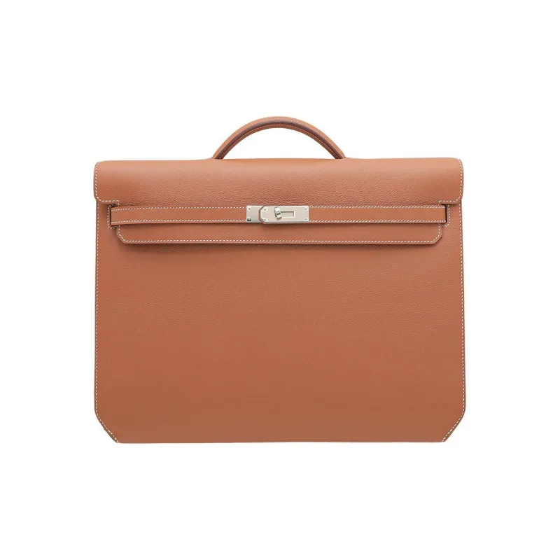 HERMES Kelly Depeches Evercolor Calfskin Business Bag Handbag Men's 37 Gold Gold-0