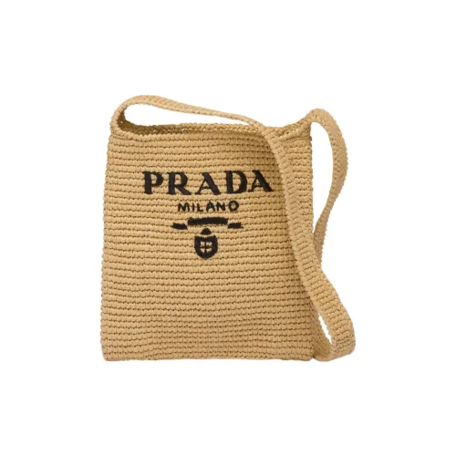 PRADA zipped One Shoulder Handbags Women's Natural