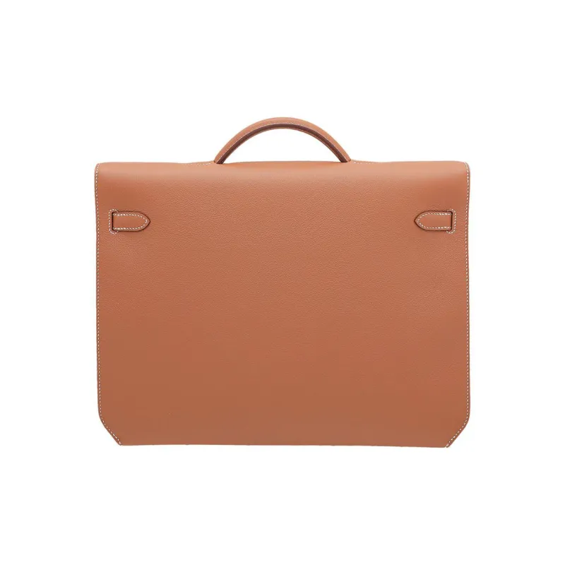 HERMES Kelly Depeches Evercolor Calfskin Business Bag Handbag Men's 37 Gold Gold-1
