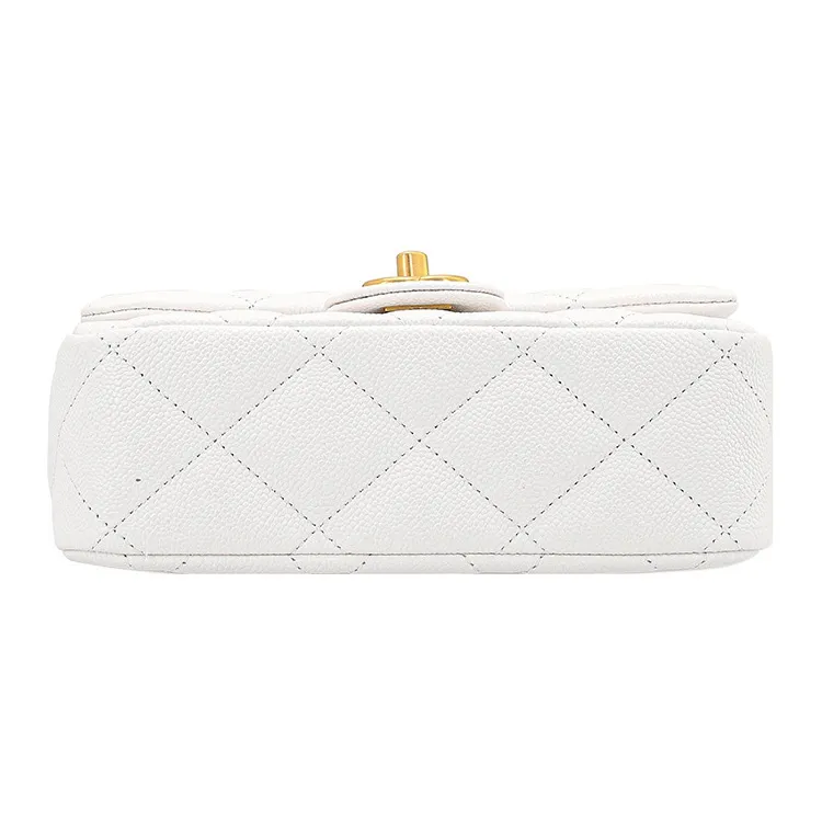 CHANEL Grain Embossed Cow Leather Flap Bag, Shoulder Bag, Crossbody Bag Medium Size Women's White-3