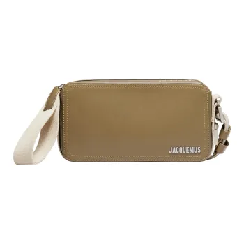 Jacquemus Cow Leather Rectangular Shoulder Bag Crossbody Bag Men's Khaki