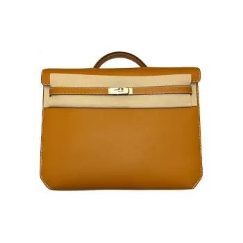 HERMES Kelly Depeches Evercolor Calfskin Business Handbag Men's 1H Toffee Tapioca Gold
