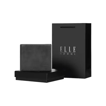 ELLE HOMME Cow Leather Ticket Clip Wallet Small Size Men's Black