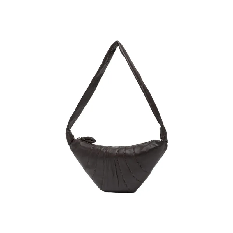 Lemaire Croissant Series Sheepskin Croissant Bag, Shoulder Bag, Crossbody Bag Medium Size Unisex Dark Chocolate Brown-2