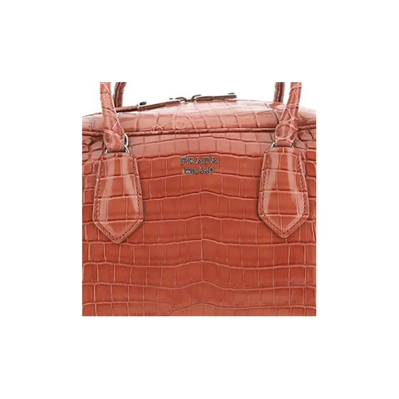 PRADA Leather Tote Bag Shopping Bag Handbag Women's Brown-3