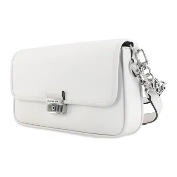 MICHAEL KORS Bradshaw Cow Leather Baguette Shoulder Bag Women's Pure White
