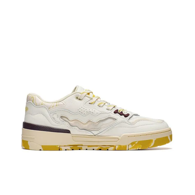 LiNing 001 BTC Btc Prm Anti Slip Wear Resistant Low Top Skateboard Shoes Men's White Yellow-1