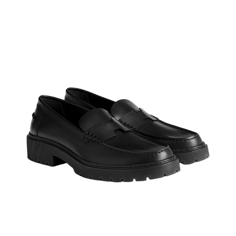 HERMES Gentle Loafers Men's Black-2