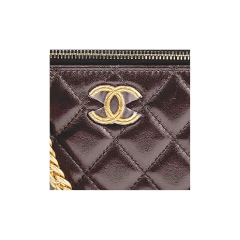 CHANEL Sheepskin Box Bag Makeup Bags Shoulder Bag Crossbody Bag Women's Dark Brown/burgundy-6