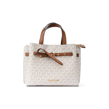 MICHAEL KORS Emilia Canvas Square Handbag, Shoulder Bag, Crossbody Bag Trumpets Women's Vanilla White