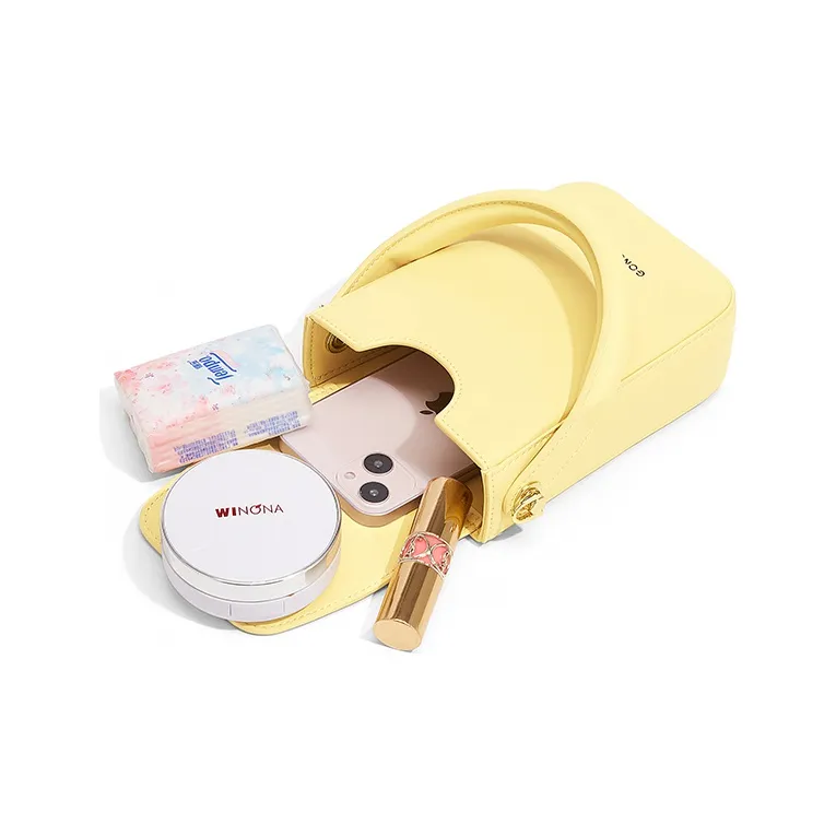 Gong Xuan Cow Leather Shoulder Bag, Crossbody Bag With Cell Phone Pouch Trumpets Women's Sunlight Yellow-5