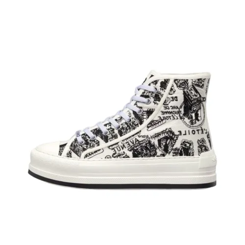 Walk'n'DIOR Skateboard Shoes Women's High-Top White/Black