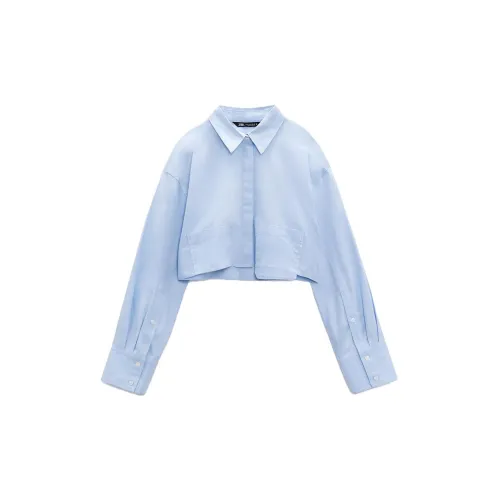 ZARA Crop Tops Women's Sky Blue