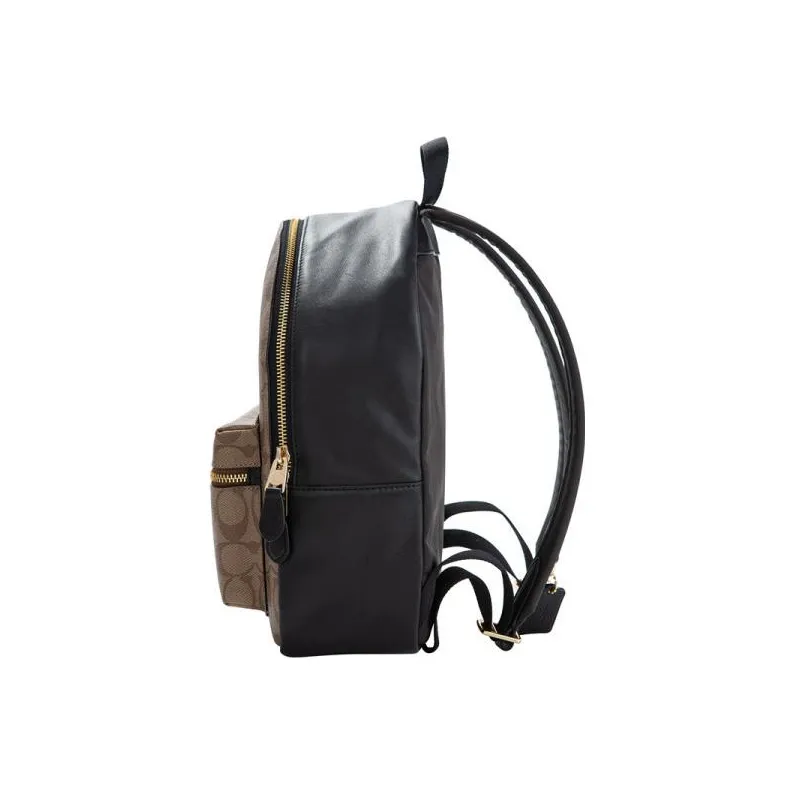 COACH Charlie Leather Backpack Medium Size Women's Black & Brown-3