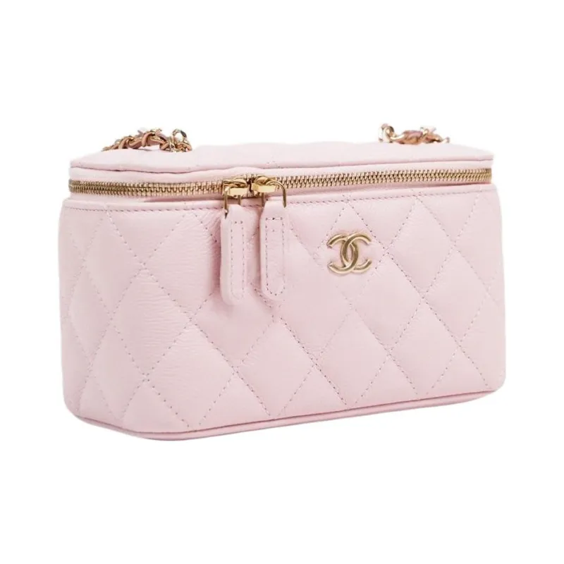 CHANEL Vanity Case With Chain Pink-1