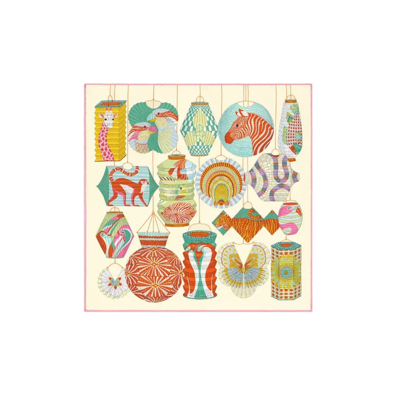 HERMES Lantern Ballon Silk Scarves Women's Yellow-0