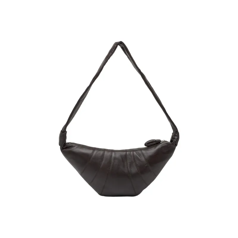 Lemaire Croissant Series Sheepskin Croissant Bag, Shoulder Bag, Crossbody Bag Medium Size Unisex Dark Chocolate Brown-3