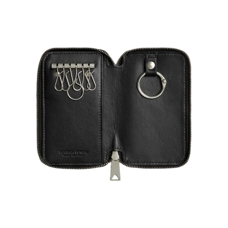 Bottega Veneta Cow Leather Key Pouch Men's Black-1