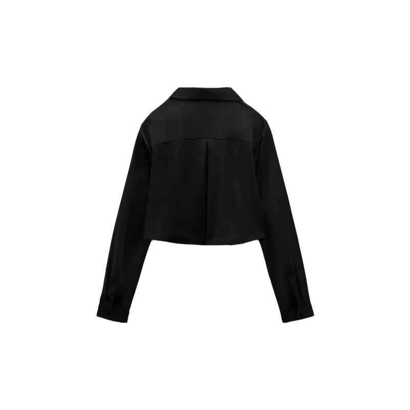 ZARA Crop Tops Women's Black-1