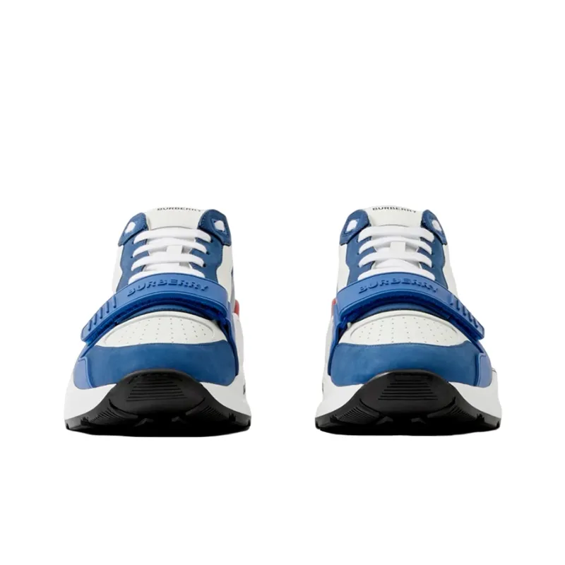 Burberry Logo Print Low Top Sports Casual Shoes Men's White Blue-2