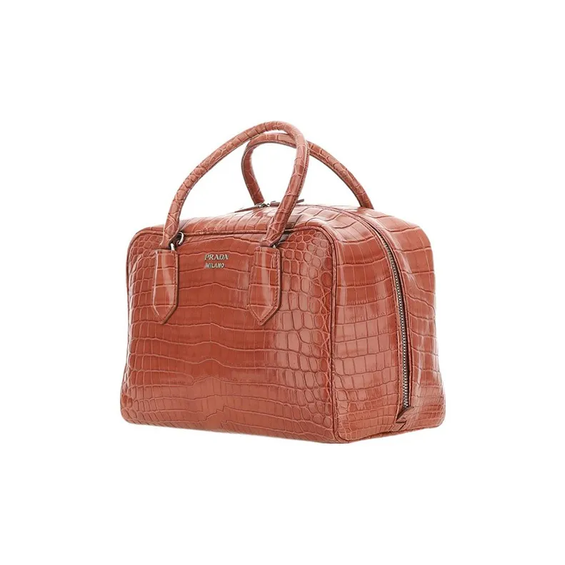 PRADA Leather Tote Bag Shopping Bag Handbag Women's Brown-1