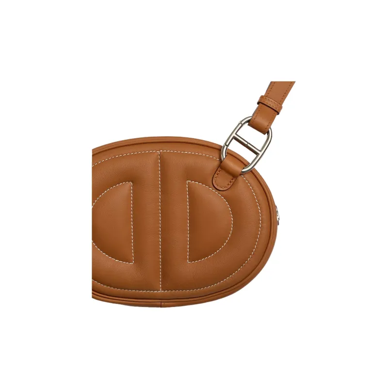 HERMES In The Loop Calfskin Clutch Shoulder Bag Crossbody Bag Fanny Pack Regular Women's 37 Glod Gold Brown-4