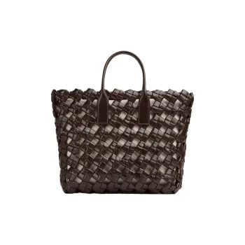 Bottega Veneta Calfskin Tote Bag, Shopping Bag, Shoulder Bag, Crossbody Bag, Handbag Tubas Women's Dark Brown