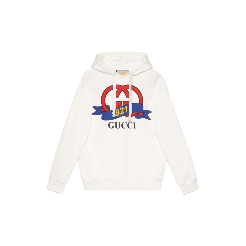 【GUCCI】LOGO HOODIE WMNS) Gucci Cotton jersey hooded sweatshirt with Gucci