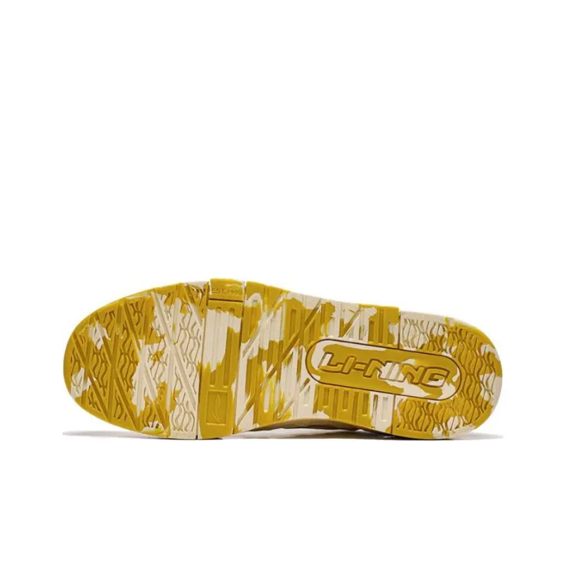 LiNing 001 BTC Btc Prm Anti Slip Wear Resistant Low Top Skateboard Shoes Men's White Yellow-4