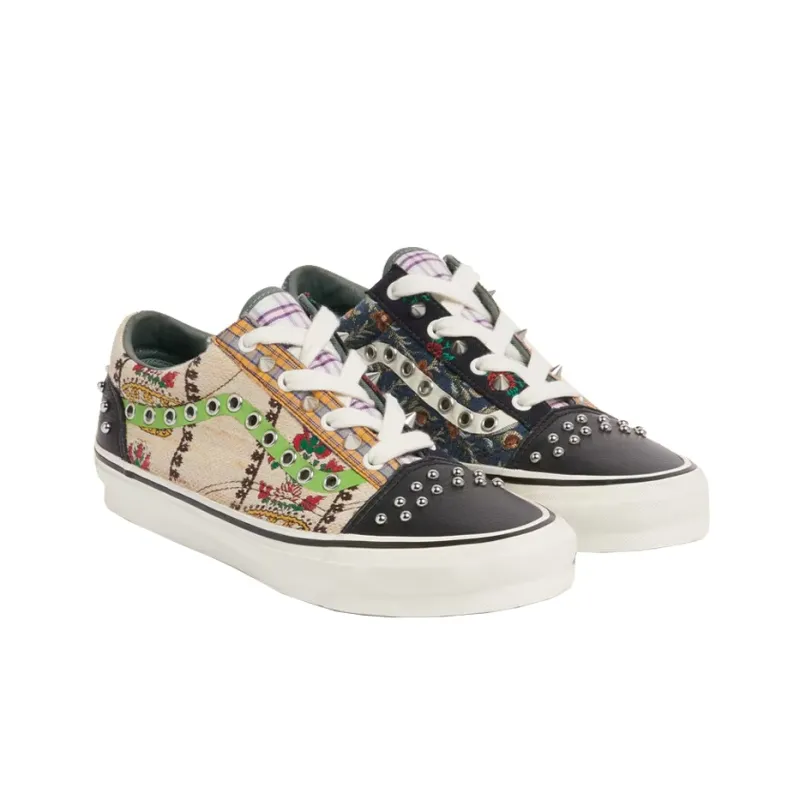 Gucci x Vans Old Skool Durable Breathable Low-Top Skateboard Shoes Women's Khaki Black-2