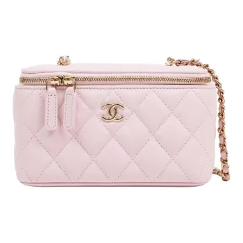 CHANEL Vanity Case With Chain Pink