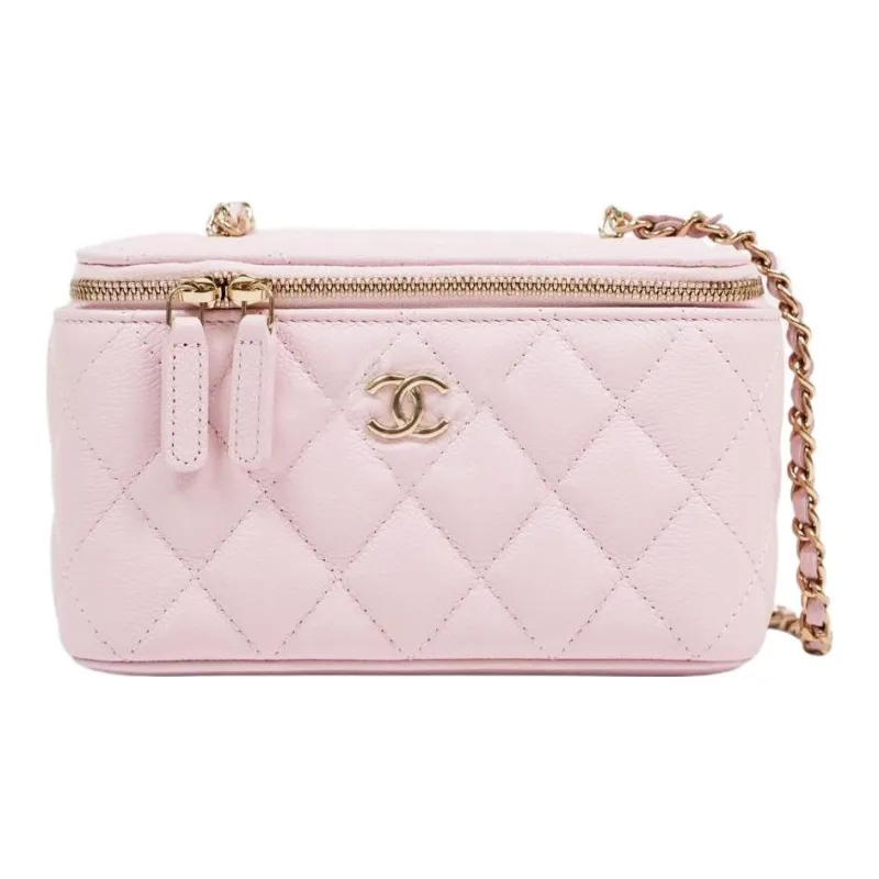 CHANEL Vanity Case With Chain Pink-0