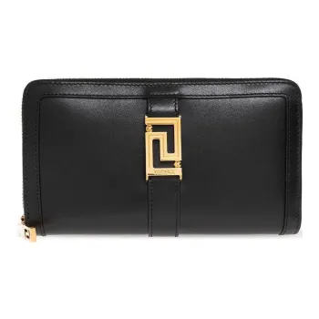 VERSACE Calfskin Wallet Women's Black