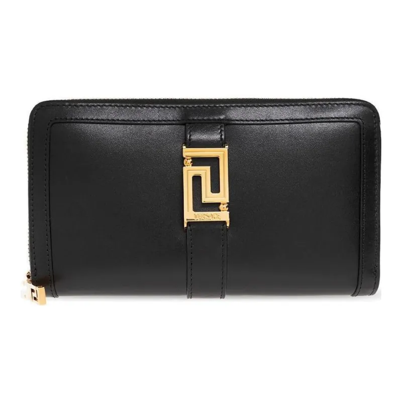 VERSACE Calfskin Wallet Women's Black-0